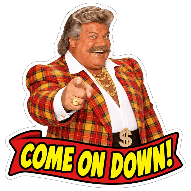 come on down sticker