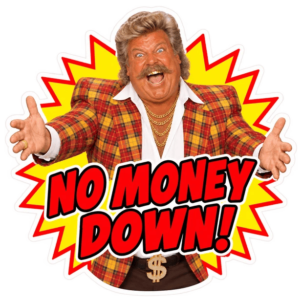 no money down sticker